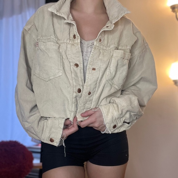 UO Distressed Cropped Corduroy Jacket - Picture 1 of 4